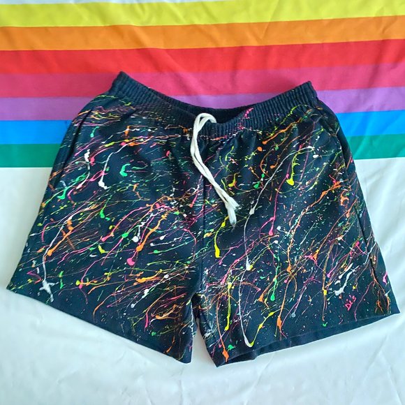 Vintage 1990's Neon Splatter Paint Shorts M - Picture 1 of 4